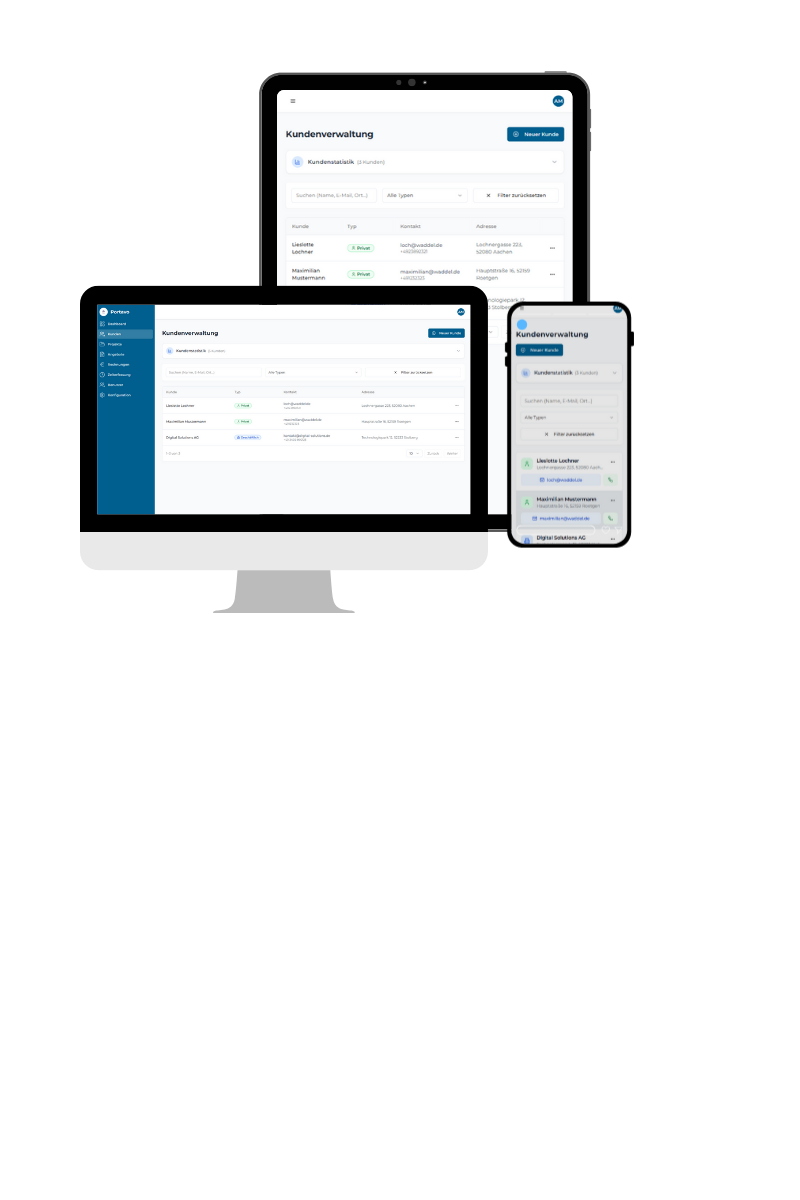 Kundenverwaltung in Portavo
